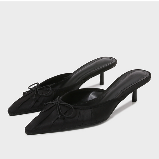 Black Bow Tie Embellished Stiletto Heels