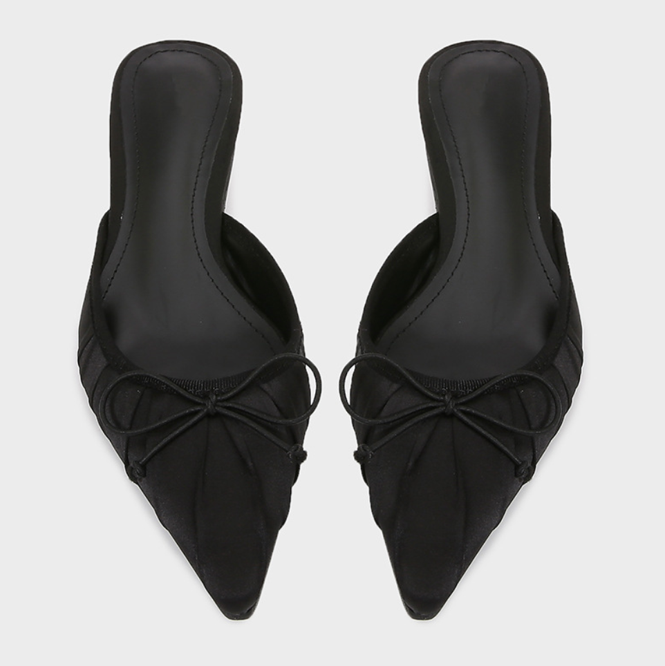 Black Bow Tie Embellished Stiletto Heels