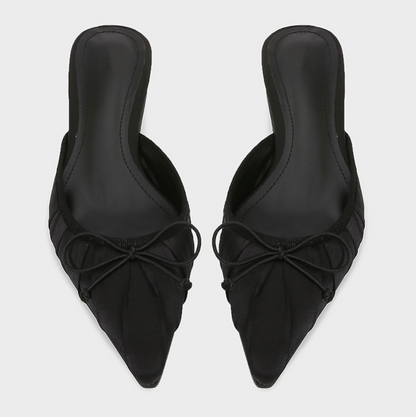 Black Bow Tie Embellished Stiletto Heels