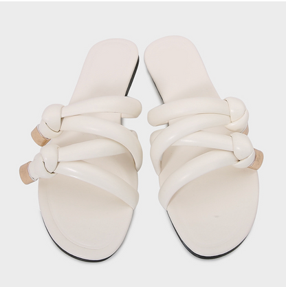 Quilted Pull Strap Gold Beach Slippers