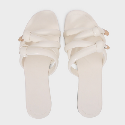 Quilted Pull Strap Gold Beach Slippers