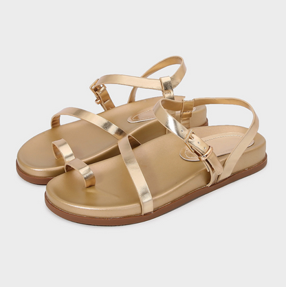Metallic Color Clip-toe Spaghetti Strap Sandals