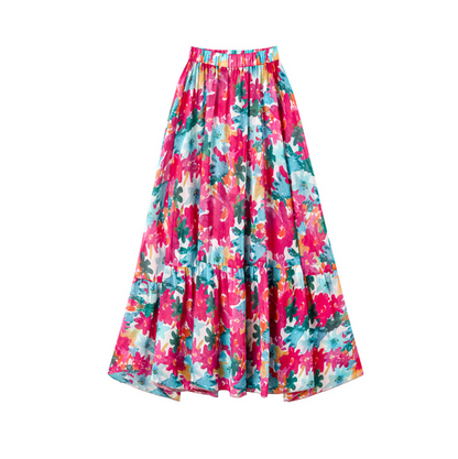 Halter Printed Swimwear & Umbrella Skirt