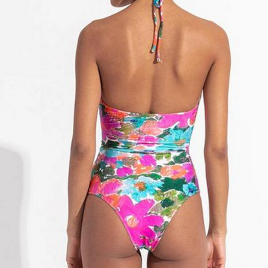 Halter Printed Swimwear & Umbrella Skirt