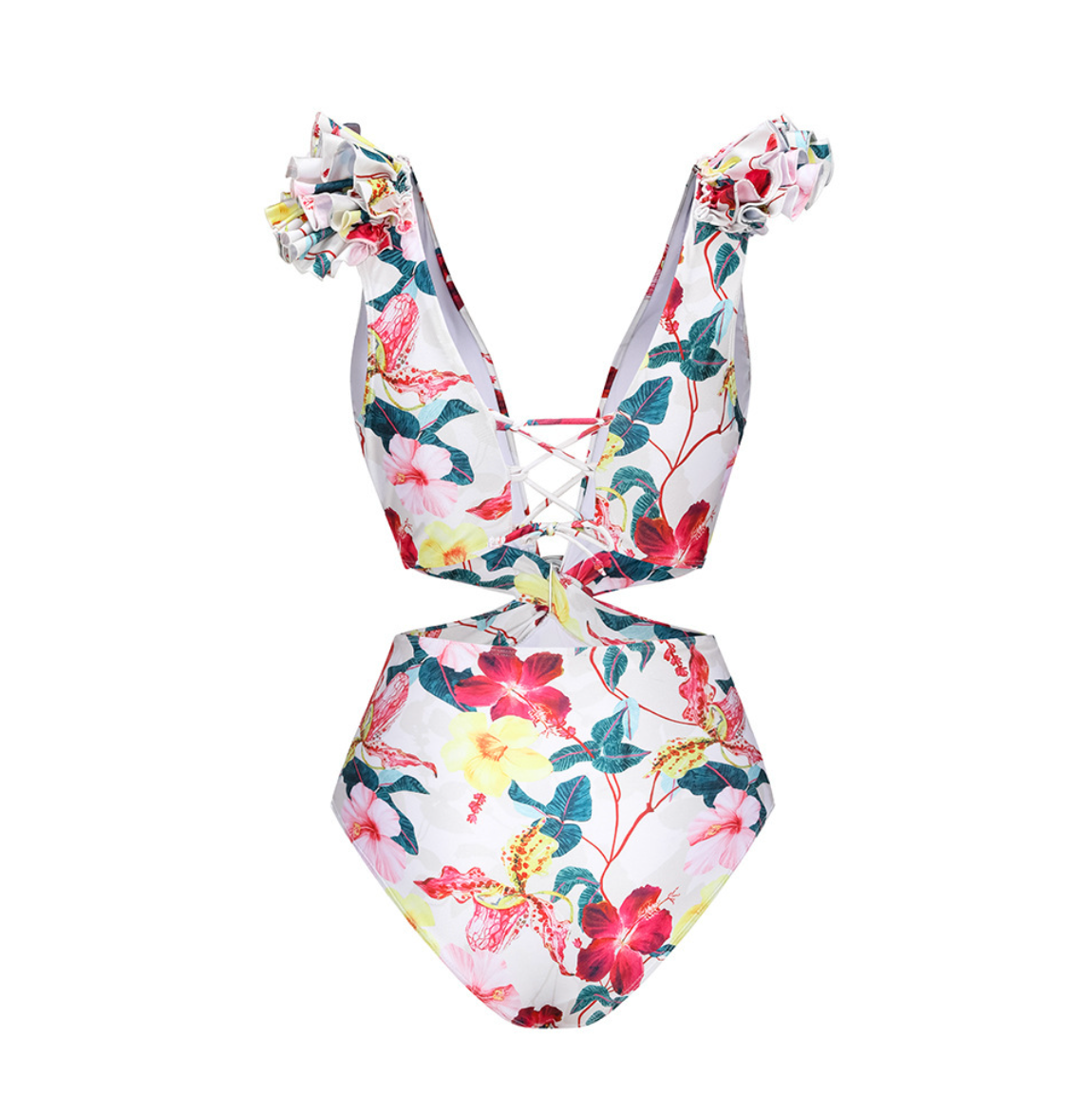3D Flower Printed Swimwear & Umbrella Skirt