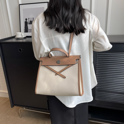 Niche Color-blocking Patchwork Canvas Bag