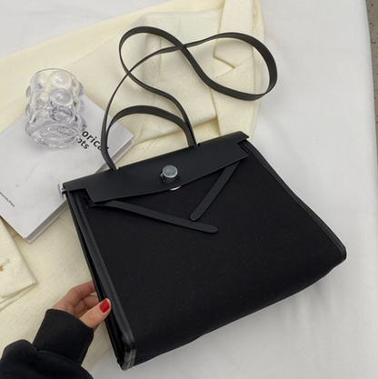 Niche Color-blocking Patchwork Canvas Bag