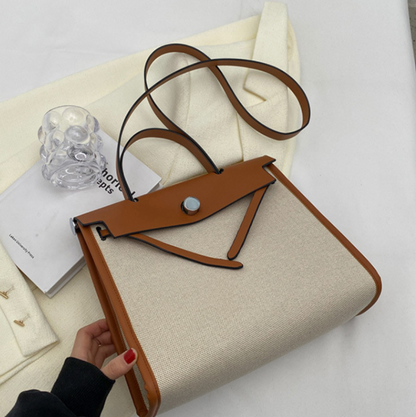 Niche Color-blocking Patchwork Canvas Bag