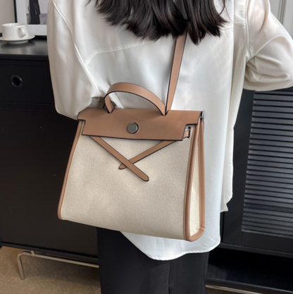 Niche Color-blocking Patchwork Canvas Bag