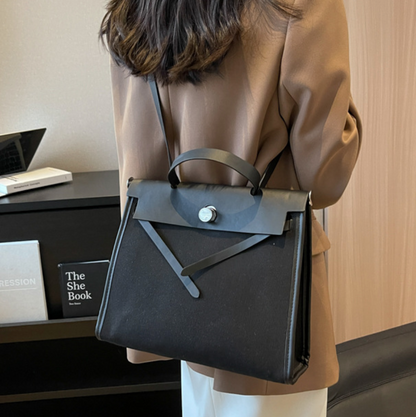 Niche Color-blocking Patchwork Canvas Bag