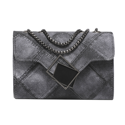 Lattice Embossed Gradient Gray Chain Bag