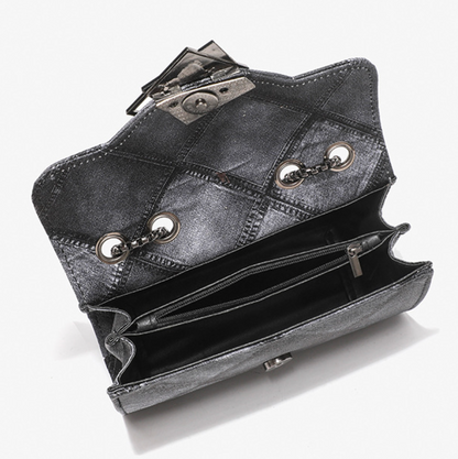 Lattice Embossed Gradient Gray Chain Bag