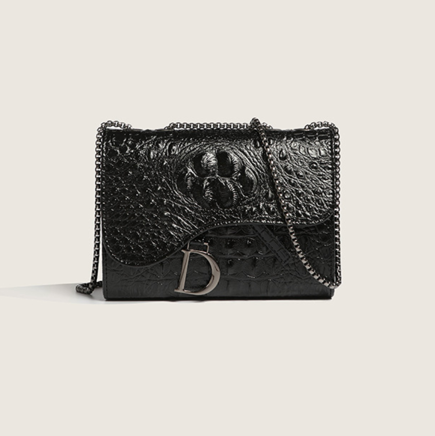 Crocodile Print Chain Crossbody Bag