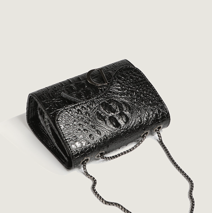 Crocodile Print Chain Crossbody Bag