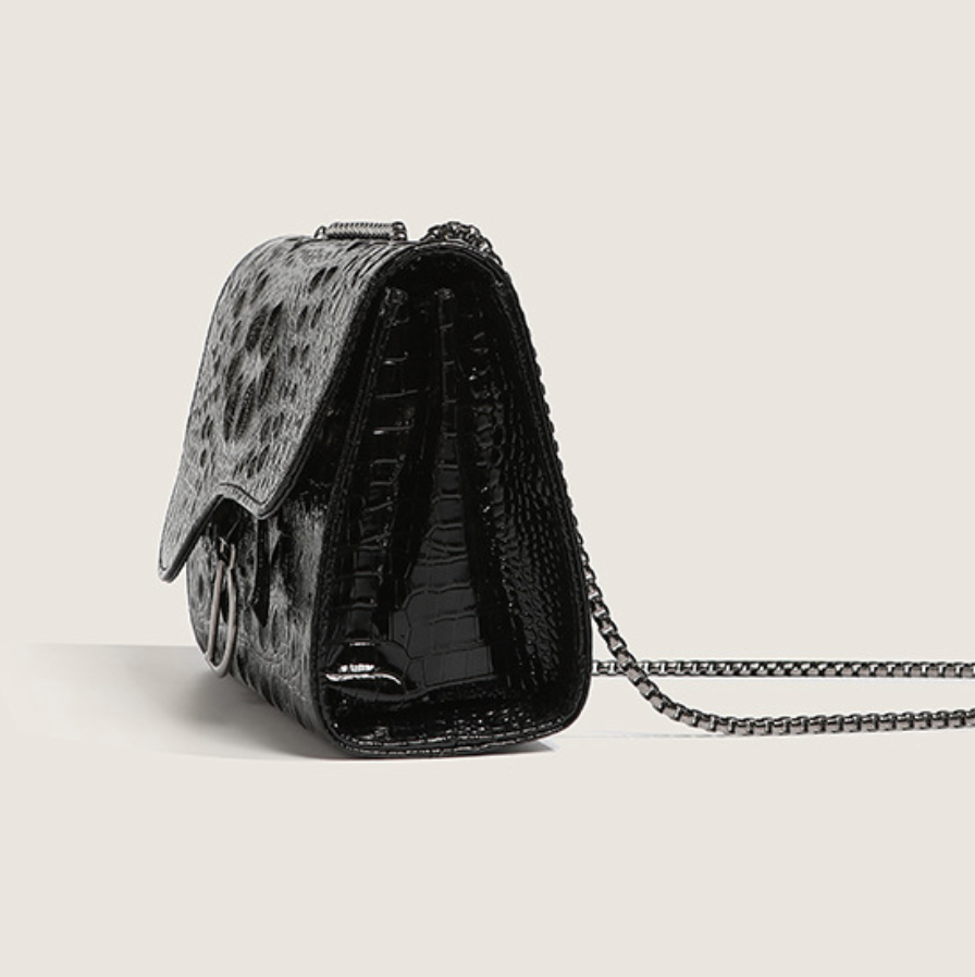Crocodile Print Chain Crossbody Bag