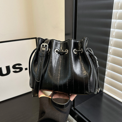 Drawstring Pleated Bucket Crossbody Bag