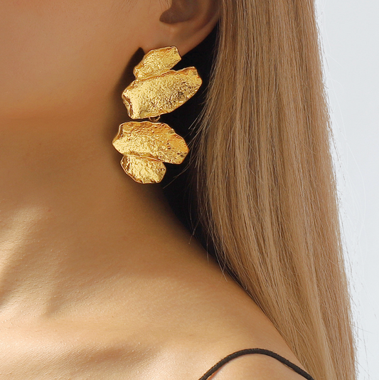 Exaggerated Multi-Layer Patchwork Earrings