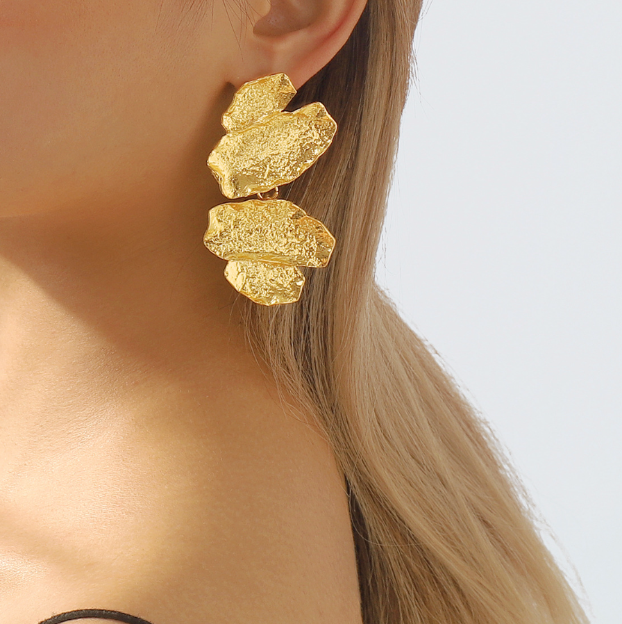 Exaggerated Multi-Layer Patchwork Earrings