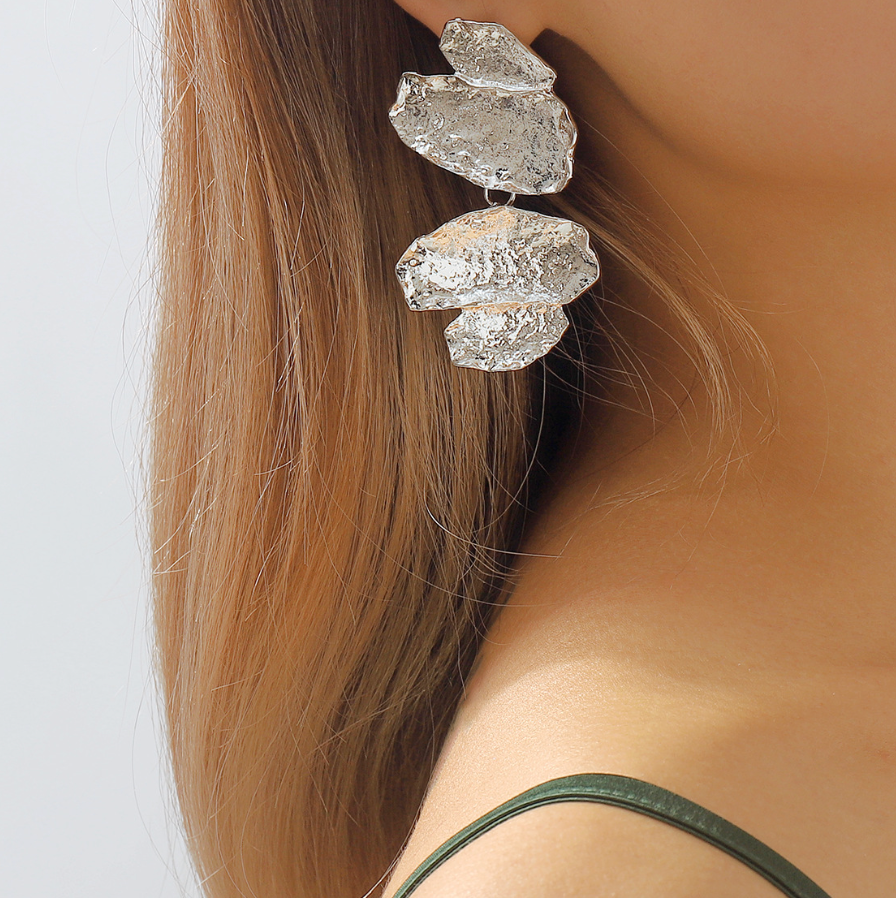 Exaggerated Multi-Layer Patchwork Earrings