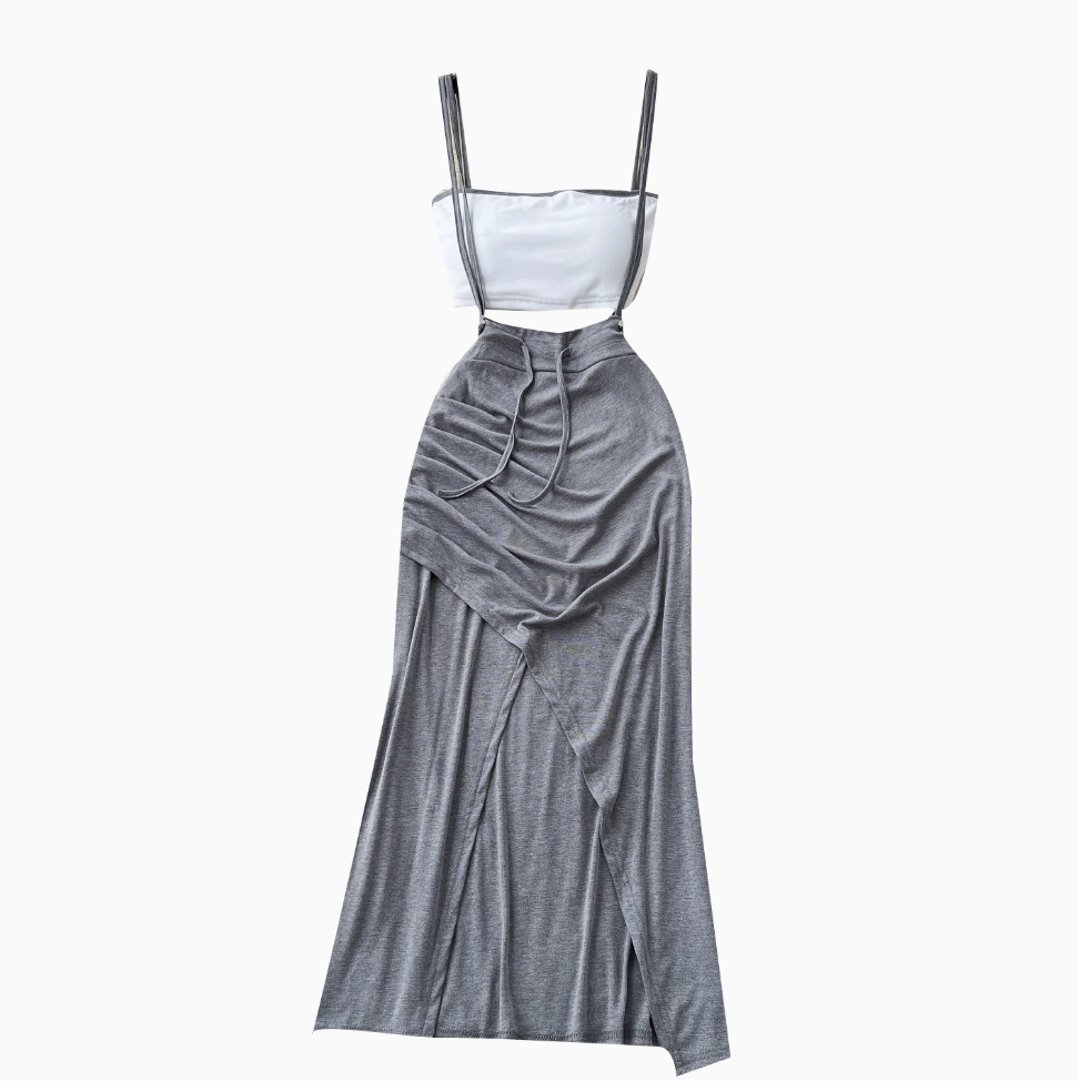 Bustier rembourré et jupe à bretelles décontractés (2 pièces)