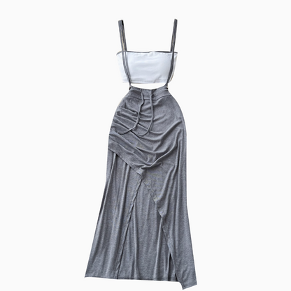 Bustier rembourré et jupe à bretelles décontractés (2 pièces)