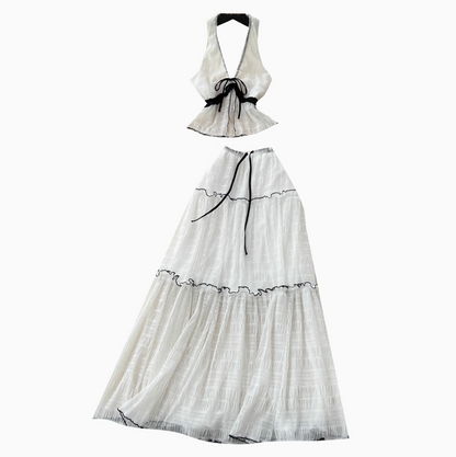 Halter Top & Ruffled Skirt Chiffon 2Pcs