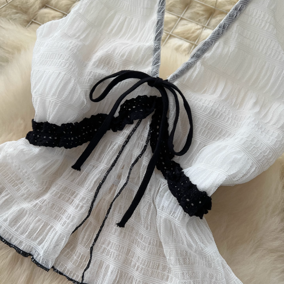 Halter Top & Ruffled Skirt Chiffon 2Pcs