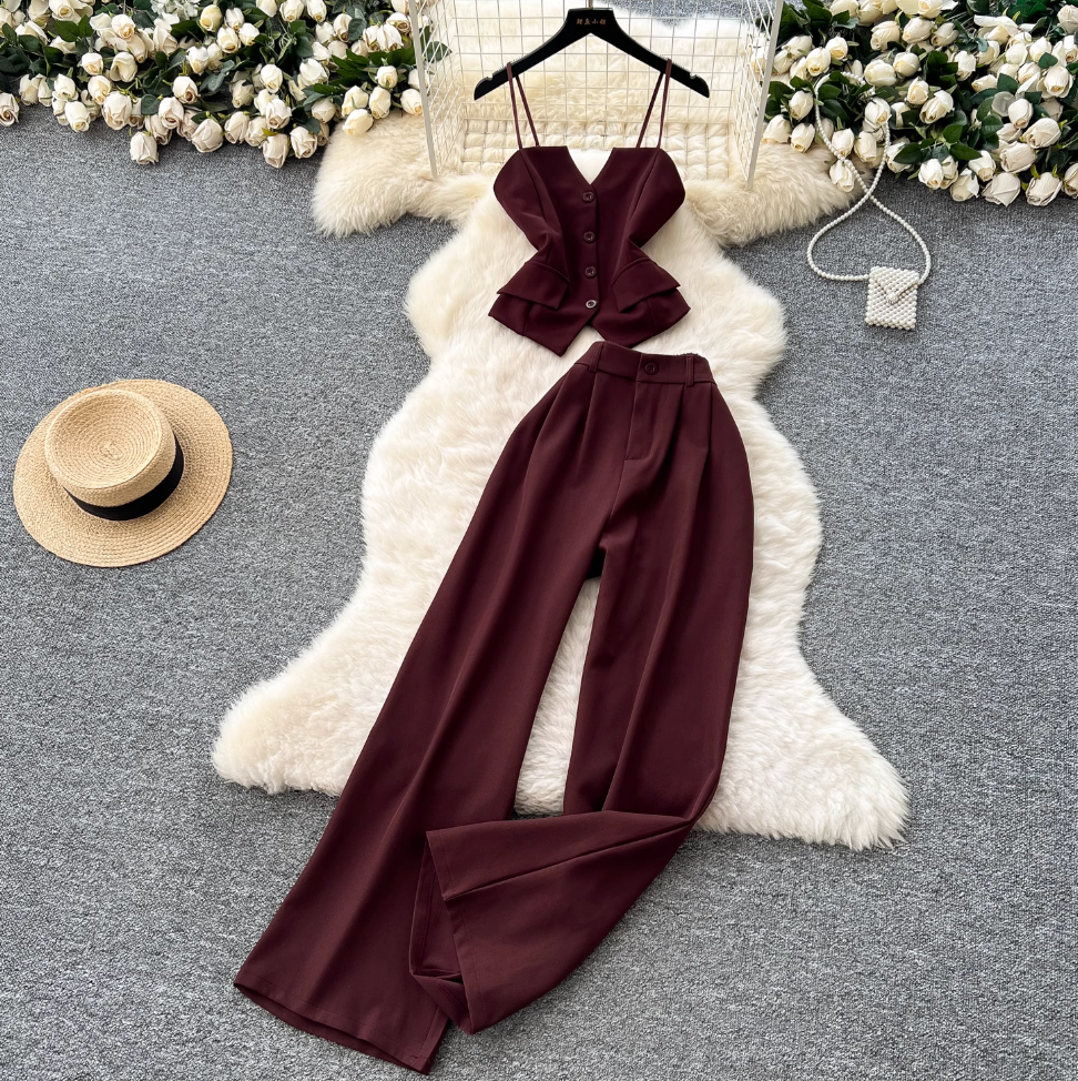 Suit Camisole & Straight Trousers 2Pcs