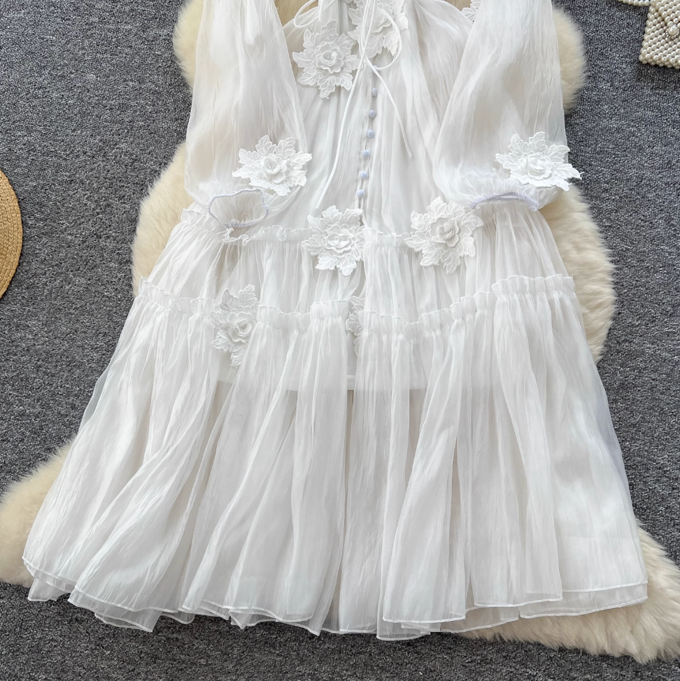Fairy White Mesh Dress & Slip Dress