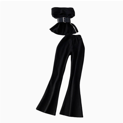 Off-shoulder Top & Flared Trousers 2Pcs
