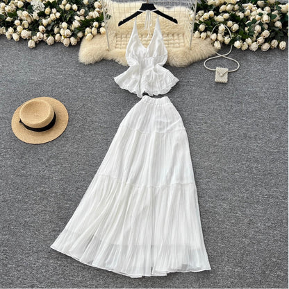 Fairy White Halter Top & Skirt Sets