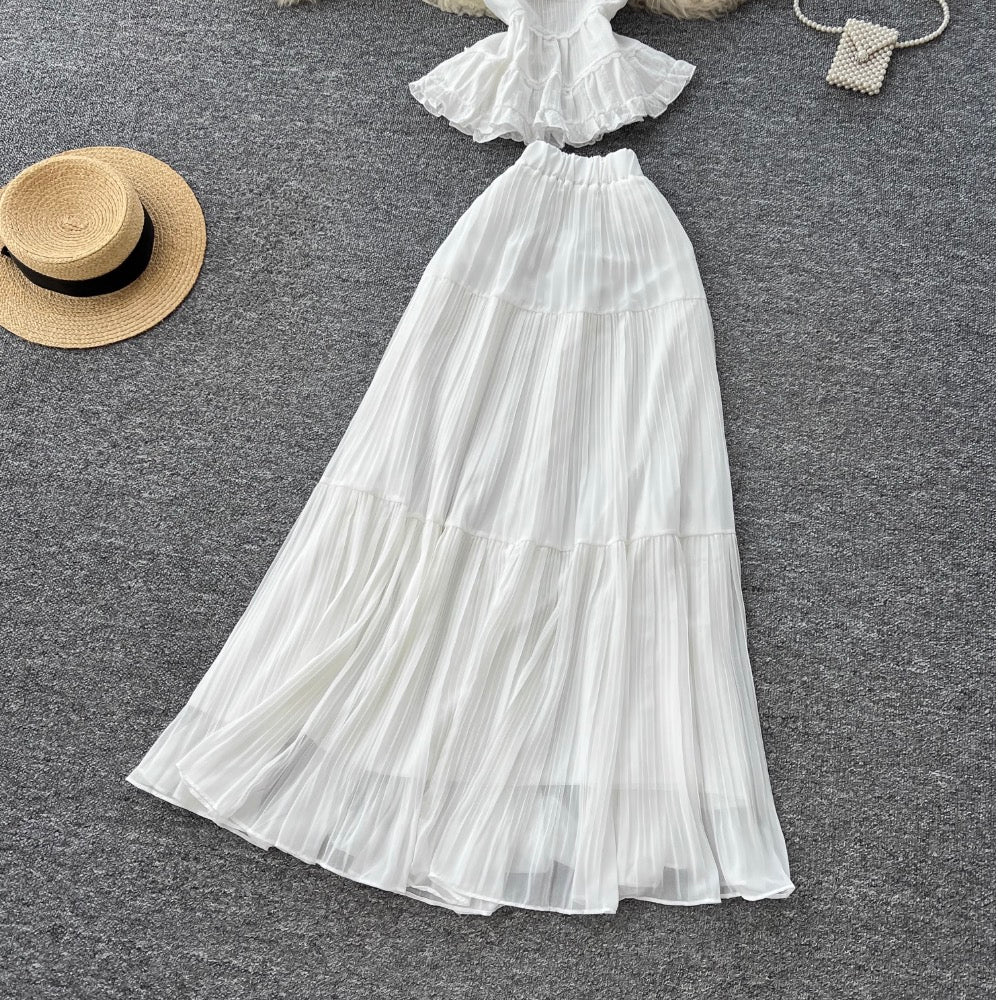 Fairy White Halter Top & Skirt Sets