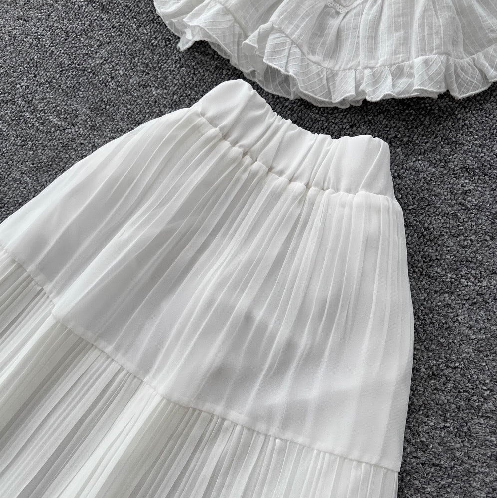 Fairy White Halter Top & Skirt Sets
