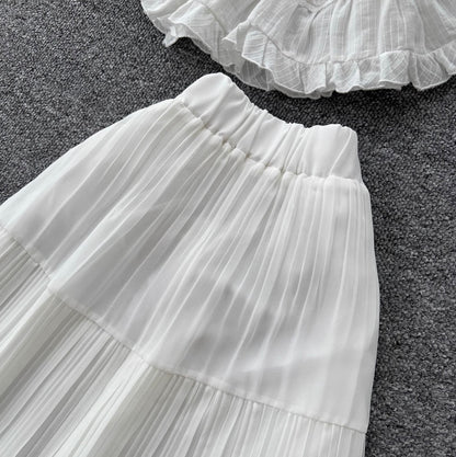 Fairy White Halter Top & Skirt Sets