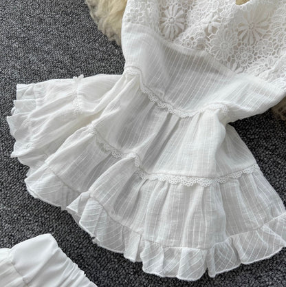 Fairy White Halter Top & Skirt Sets