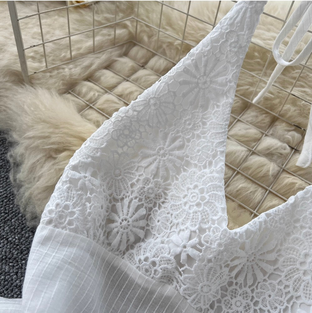 Fairy White Halter Top & Skirt Sets