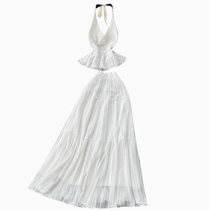 Fairy White Halter Top & Skirt Sets