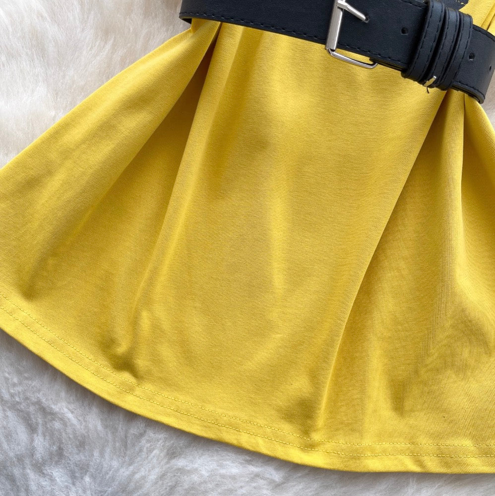 Chic Off-shoulder T-shirt with Belt