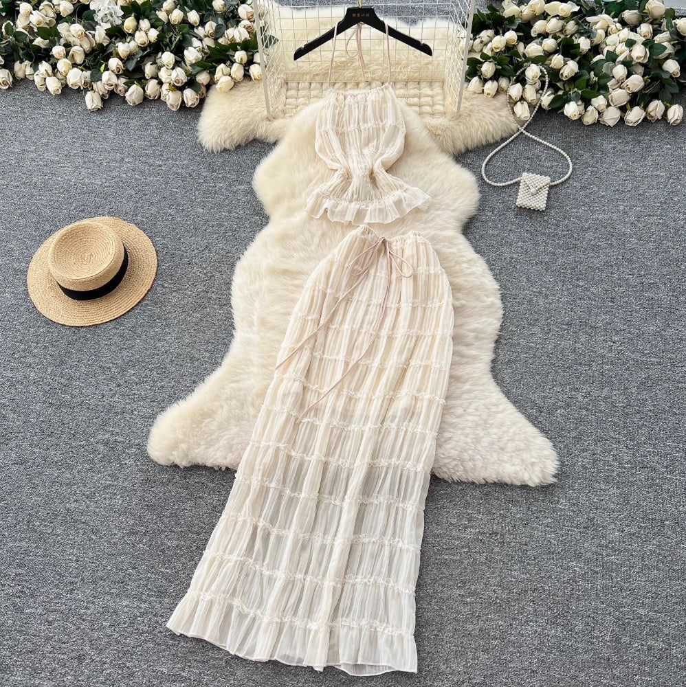 Backless Halter Top & Skirt 2Pcs