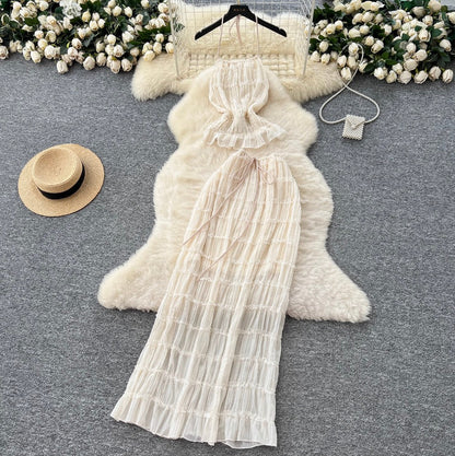 Backless Halter Top & Skirt 2Pcs