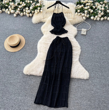 Backless Halter Top & Skirt 2Pcs
