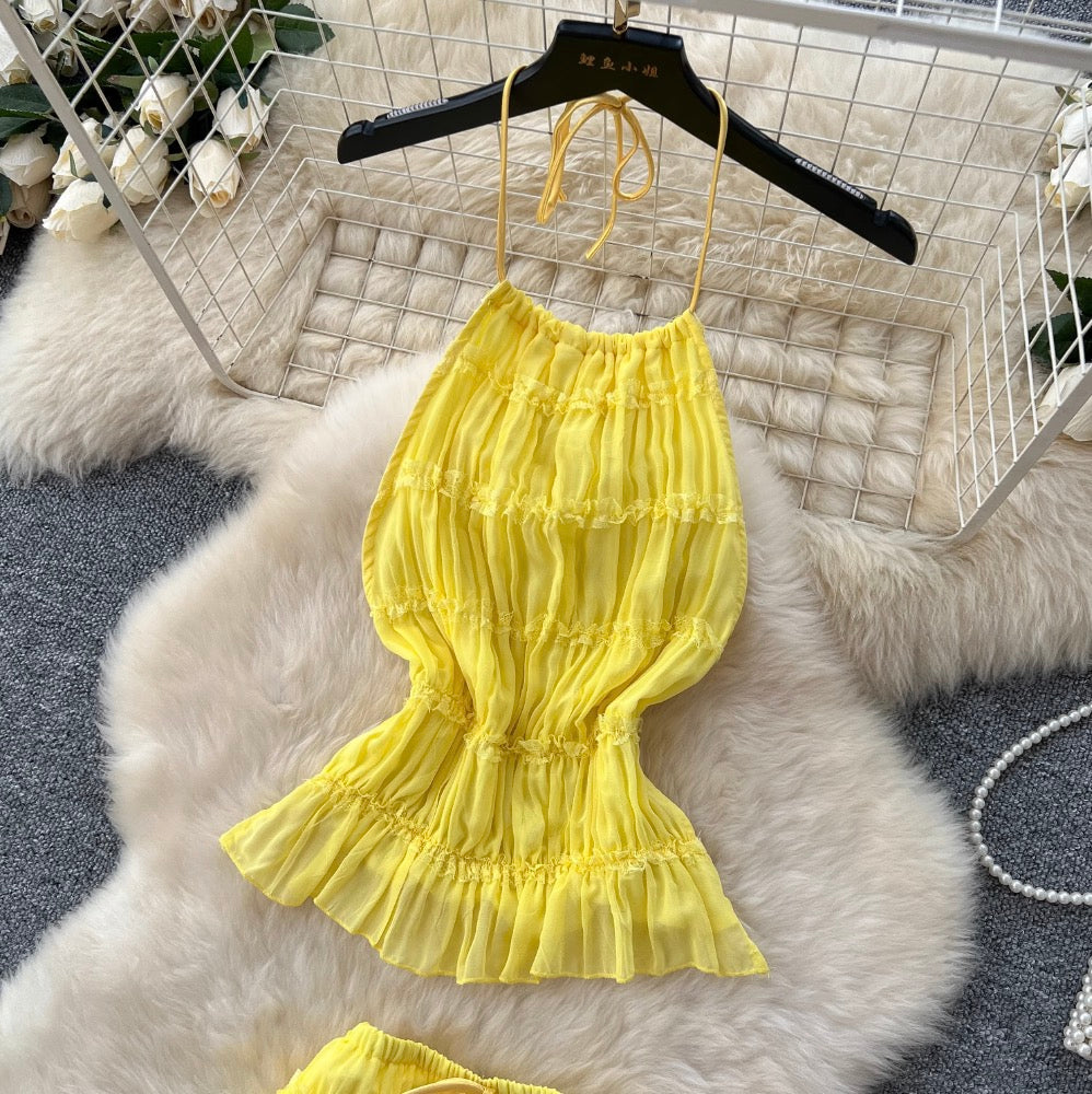 Backless Halter Top & Skirt 2Pcs