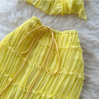 Backless Halter Top & Skirt 2Pcs