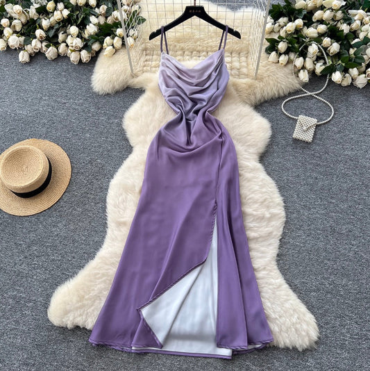 Robe nuisette drapée à dégradé de couleur violette