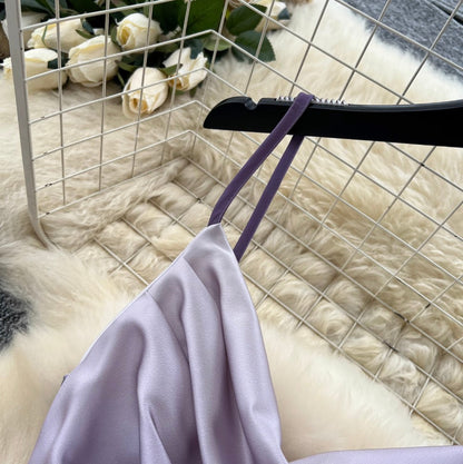 Slipdress mit drapiertem Ausschnitt und Farbverlauf in Lila