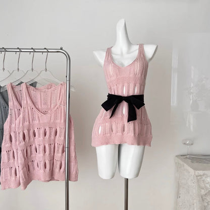 Bow-tie Hollowed Crochet Knitwear