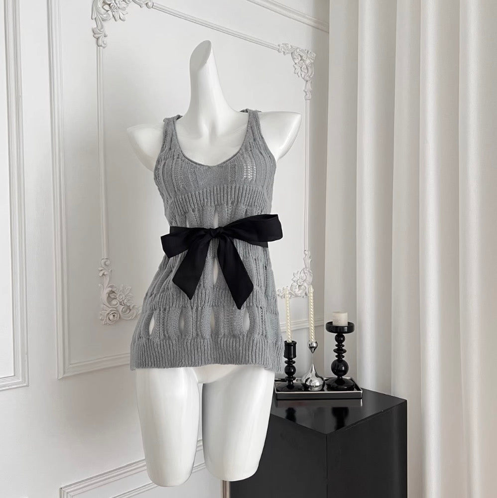 Bow-tie Hollowed Crochet Knitwear