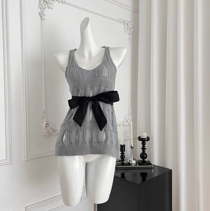 Bow-tie Hollowed Crochet Knitwear