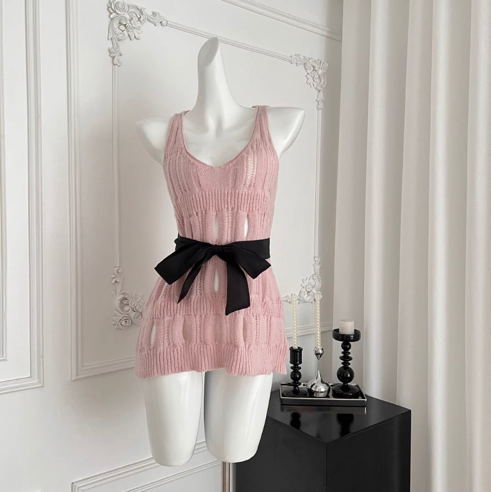 Bow-tie Hollowed Crochet Knitwear