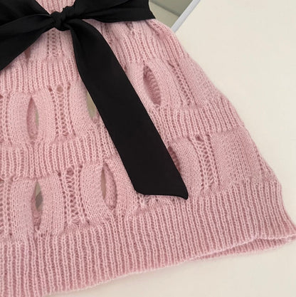 Bow-tie Hollowed Crochet Knitwear